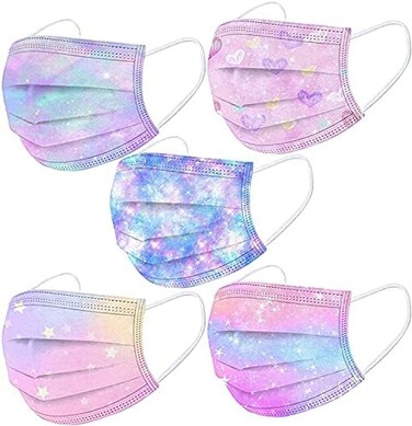 Xesakesi 50 Pack Kids Disposable Face Breathable Dust Filter Mouth Cover Masks with Elastic Ear Loop for Kids.