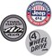Jeep Logo Vinyl Stickers Wave, Trail Rated 4 x 4 and American Legend Logos 4" Round.