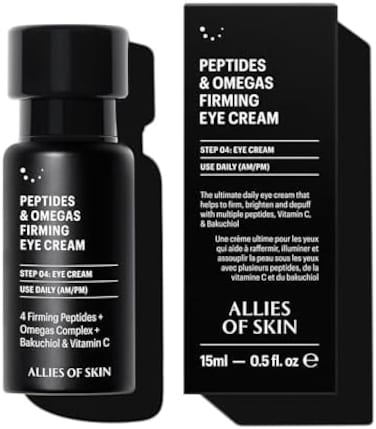Allies of Skin Peptides Firming Eye CreamUnder Eye Moisturizer for Dark CirclesPuffinessBakuchiol, Ceramides and Vitamin C for Fine Lines and Under Eye Area0. 5 oz.