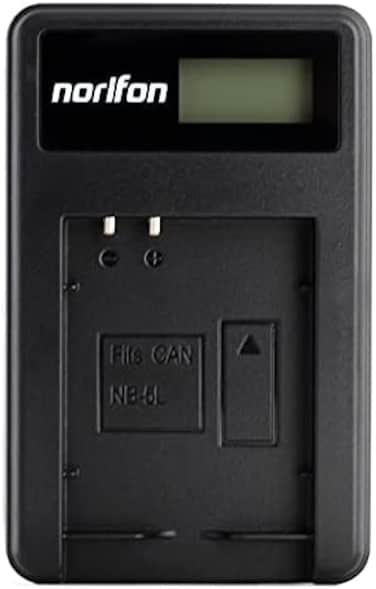 شاحن Norifon NB-5L LCD USB لكاميرات Canon PowerShot SD880 IS و SD850 IS و SD870 IS و SD800 IS و SD970 IS و SD990 IS و SD950 IS و SD900 و SX230 HS و S110 و Digital IXUS 980 IS و 960 IS وغيرها.