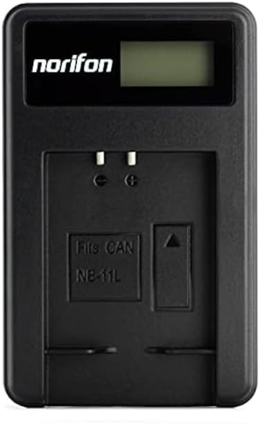 شاحن Norifon NB-11L LCD USB لكاميرات Canon IXUS 132، 150، 155، 160، 170، 275 HS، وPowerShot A2300، A2500، A2600، وPowerShot ELPH 110 HS، 115 IS، 130 IS، 320 HS وغيرها.