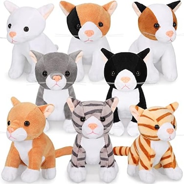Sumind 8 Pieces Plush Pets 5 Inch Stuffed Animals Bulk Assorted Cute Stuffed Pet Animal Plush Toys Small Plush Animals for Halloween Kid Classroom School Pet Party Favors Supplies Decoration (Cat.