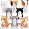 Sumind 8 Pieces Plush Pets 5 Inch Stuffed Animals Bulk Assorted Cute Stuffed Pet Animal Plush Toys Small Plush Animals for Halloween Kid Classroom School Pet Party Favors Supplies Decoration (Cat.