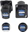 QIANRENON Dual USB 3. 0 D Panel Mount Solderless Connector, USB 3. 0 Female to Female Coupler Socket Panel Mount Pass Through Adapter. Fixed Panel Front and Rear Straight USB Extender.