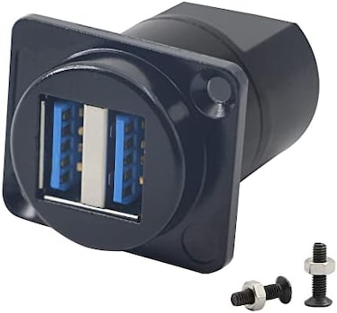 QIANRENON Dual USB 3. 0 D Panel Mount Solderless Connector, USB 3. 0 Female to Female Coupler Socket Panel Mount Pass Through Adapter. Fixed Panel Front and Rear Straight USB Extender.