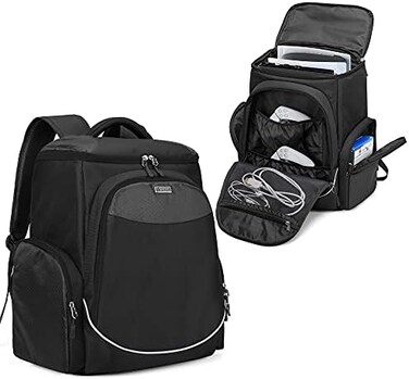 Trunab Gaming Console Backpack Compatible with PS5/PS4/PS4 Pro/PS4 Slim/Xbox One/Xbox One X/Xbox One S, Travel Carrying Bag with Multiple Pockets for 15. 6&rdquo; Laptop and Gaming Accessories.