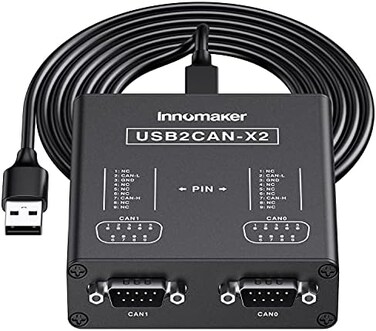 innomaker Dual Channels USB to CAN Converter for Raspberry Pi5/4/Pi3B/Pi3/Pi Zero(W/Jetson Nano/Tinker Board/Any SBCs/Desktop/Laptop Support Windows Linux Mac OS Android Venus OS.