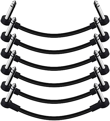 SONICAKE 6 Inch Patch Cable for Guitar Effect Pedal Cables Black (6 Pack.