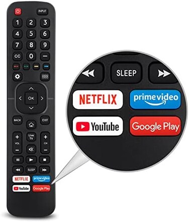 OMAIC Replacement Control EN2A27 for Hisense-Smart-TV-Remote, with Netflix, Prime Video, YouTube, Google Play Buttons.