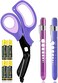 MEUUT 3 Pack PenlightMedical Scissors One 8 Inches Patented Trauma Shears Two LED Pen light with Four Batteries Bandage Scissor for Nurse, First Aid, EMT, Doctor.