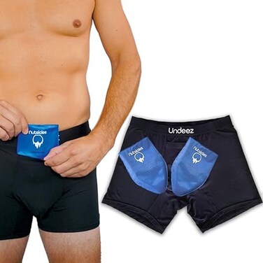 Undeez Vasektomie-Unterwsche kommt mit 2 individuell angepassten Khlakkus und eng anliegenden Boxershorts zur Untersttzung der Hoden und Schmerzlinderung.
