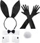 Zhanmai Bunny Costume Set Including Bunny Ear Headband, Collar Bow Tie, Cuffs, Long Gloves and Bunny Rabbit Tail Accessory for Christmas Easter Cosplay Costume Party.