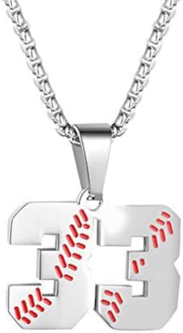 ZRAY Inspiration Baseball Jersey Number Necklace Stainless Steel Charms Number Pendant for Men Women.