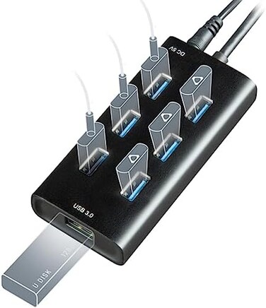 Rebuff Reality 7 -Port USB Hub for Vive Tracker USB dongles, USB 3. 0 High-Speed Data Transmission, for Desktop/Laptop Computers.