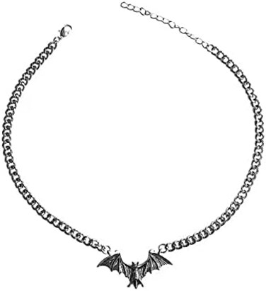 KURTCB Bat Necklace Gothic Punk Cool Heavy Chain Choker Animal Wing Pendant Necklace for Women Girls Halloween Jewelry.