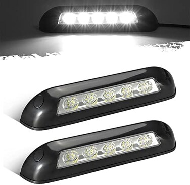 Partsam 2Pcs 8&rdquo; RV Porch Lights 12V IP67 Waterproof Utility Strip Lights Bar Surface Mount for Motorhome Caravan Camper Boat Marine Black Housing.