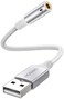 محول صوت MOSWAG من USB إلى مقبس 3.5 ملم، كابل USB إلى AUX مع TRRS رباعي الأقطاب يدعم الميكروفون، محول USB إلى سماعة رأس AUX، بطاقة صوت خارجية لأجهزة الكمبيوتر الشخصية وPS4 وPS5 وغيرها (0.65 قدم/20 سم،