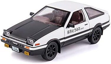 سيارة BDTCTK 1/20 Toyota AE86 Initial D النموذجية، سيارة لعبة من سبائك الزنك تعمل بالسحب للخلف مع صوت وضوء هدية للأطفال الأولاد والبنات (أسود).