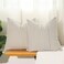 Hckot Grey and Beige Patchwork Farmhouse Throw Pillow Covers 20 x 20 Inch, Pack of 2 Striped Linen Decorative Pillow Case for Sofa Couch Chair Bedroom Modern Decor (20" x 20", Grey.