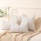 Hckot Grey and Beige Patchwork Farmhouse Throw Pillow Covers 20 x 20 Inch, Pack of 2 Striped Linen Decorative Pillow Case for Sofa Couch Chair Bedroom Modern Decor (20" x 20", Grey.