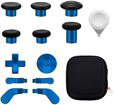 marspell 13 in 1 Metal Thumbsticks for Xbox One Elite Series 2, Xbox One Elite 2 Controller Parts, Gaming Accessory Replacement, Metal Mod 6 Swap Joysticks, 4 Paddles, 2 D-Pads, 1 Tool(Blue(Buy.