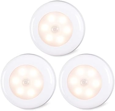STAR-SPANGLED Motion Sensor Lights Indoor, High CRI Stick on Stair Puck Lights Battery Operated, Cordless LED Step Night Light for Under Cabinet, Hallway, Stairway, Closet, Kitchen (Warm White, 3Pack.