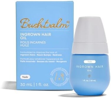 Bushbalm Nude Ingrown Hair Treatment Oil - Prevents Ingrown Hair, Helps with Underarm Bumps, Soothes Razor Burn and Post Shave Redness and Irritation, Nude Oil 30 ml.
