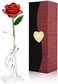 NICEAO (Large, Red- Love Forever Long Stem Gold Foil Trim Red Rose Flower with Transparent Stand, Best Gift for Valentines Day, Mothers Day, Anniversary, Birthday Gift, Treating Yourself, Galentine's