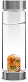 VitaJuwel (Clear/Orange- New ViA Happiness 500ml glass water bottle (carnelian orange calcite jade (nephriteclear quartz