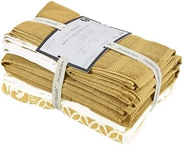 Modern Threads Amrapur OverseasTrefoil Filigree 6 Piece Reversible Yarn Dyed Jacquard Towel Set (Gold