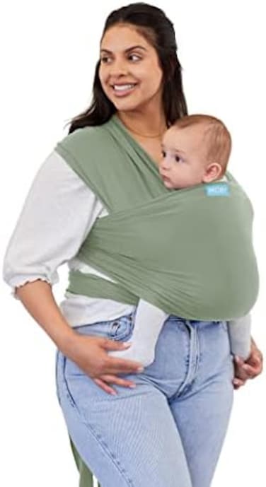 MOBY Pear Classic Baby Wrap Carrier for Newborn to Toddler up to 33lbs, Baby Sling from Birth, One Size Fits All, Breathable Stretchy Made from 100% Cotton, Unisex