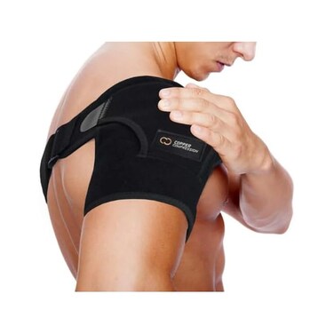 Copper Compression Recovery Shoulder Brace - Highest Copper Content Shoulder Stability Support Brace. Adjustable Fit Sleeve Wrap Men Women. Relief for Shoulder Injuries, Tendonitis (One Size Regular