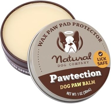 Natural Dog Company PawTection Balm for Dogs, Dog Paw Protector, Moisturizing Dog Paw Balm for Dry, Cracked Pad, Protects Paw from Extreme Weather, Paw Lotion for AllergiesItching (1 oz Tin