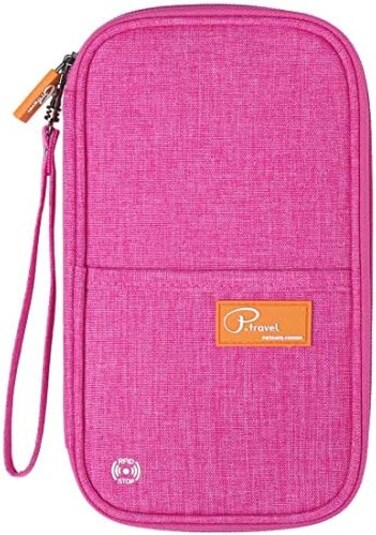 VanFn RFID Travel Passport Wallet, Family Passport Holder, Trip Document Organizer P.Travel Series (Rose Red