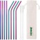 VEHHE Metal Straws Drinking Straws 10.5" Stainless Steel Straws Reusable 8 Set - Ultra Long Rainbow Color-Cleaning Brush for 20/30 Oz for Yeti RTIC SIC Ozark Trail Tumblers (4 Straight4 Bent2 Brush