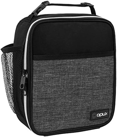 OPUX Premium Insulated Lunch BoxSoft Leakproof School Lunch Bag for Kids, Boys, GirlsThermal Reusable Work Lunch Pail Cooler for Adult Men, Women, Office Fits 6 Cans (Heather Charcoal