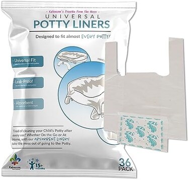 Kalencom Universal Potty Liners - Disposable Potty Liners for Toddlers - Absorbent and Leakproof - Compatible with Potette Travel Potty and Most Standard Toddler Potties - 36 Count