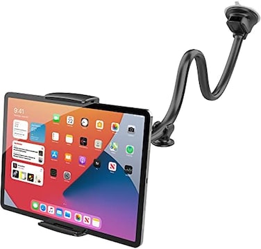 APPS2Car Car Tablet Mount Holder [13" Gooseneck Extension], Long Arm Windshield Vehicle Mount Compatible 7-11 inch Tablet, Sticky Gel Suction Cup Cell Phone Holder SUV Truck Lift Uber Driver, 2 in 1
