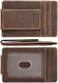 kinzd Money Clip, Front Pocket Wallet, Leather RFID Blocking Strong Magnet thin Wallet (Crazy Horse dark brown