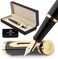 Wordsworth &amp; Black WordsworthBlack Fountain Pen Set, Medium Nib, Includes 24 Ink Cartridges and Ink Refill Converter, Gift Case, Journaling, Calligraphy, Smooth Writing Pens [Black Gold], Perfect for