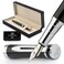 Wordsworth &amp; Black WordsworthBlack Fountain Pen Set, Medium Nib, Includes 24 Ink Cartridges and Ink Refill Converter, Gift Case, Journaling, Calligraphy, Smooth Writing Pens [Black Chrome], Perfect fo