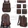 Masa Kawa Genuine Leather Backpack for Men Vintage 15.6 Inch Laptop Bag Multi Pockets Rucksack Casual Travel Daypack Brown, 15.6 Inch Brown, 15.6 inch, Travel Multi Pockets