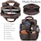 Masa Kawa Genuine Leather Backpack for Men Vintage 15.6 Inch Laptop Bag Multi Pockets Rucksack Casual Travel Daypack Brown, 15.6 Inch Brown, 15.6 inch, Travel Multi Pockets
