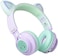 Riwbox Kids Headphones, Riwbox CT-7S Cat Ear Bluetooth Headphones 85dB Volume Limiting,LED Light Up Kids Wireless Headphones Over Ear with Microphone for iPhone/iPad/Kindle/Laptop/PC/TV (PurpleGreen
