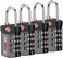 Forge 4 Digit TSA Approved Luggage Lock, 4 Pack Black, Inspection Indicator, Alloy Body
