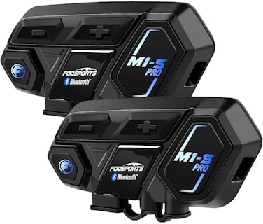 Fodsports Motorcycle Bluetooth Intercom, M1S 2000m 8 Riders Group Motorbike Helmet Communication System Headset Universal Wireless Interphone (Waterproof/Handsfree/Stereo Music/GPS/2 Pack