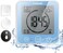 KADAMS Digital Bathroom Shower Kitchen Clock Timer with Alarm, Waterproof for Water Splashes, Visual Countdown Timer, Time Management Tool, Indoor Temperature Humidity, Suction Cup, Hole Stand - Blue