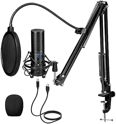 TONOR TONOR USB Microphone Kit Condenser Mic for Recording, Podcasting, Live streaming, Gaming or Chatting with Scissor Arm Stand/Shock Mount/Pop Filter/USB Cable