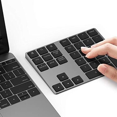LEKVEY Bluetooth Number Pad, Aluminum Rechargeable Wireless Numeric Keypad Slim 34-Keys External Numpad Keyboard Data Entry Compatible for Macbook, MacBook Air/Pro, iMac Windows Laptop Surface Pro etc