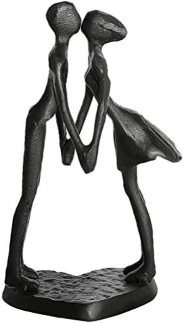 Dreamseden Anniversary, Iron Couple Sculpture Home Decor - Romantic Heart Staue Decorations for Shelves Table Living Room, Wedding Anniversary, for Wife, Engagement, Marriage
